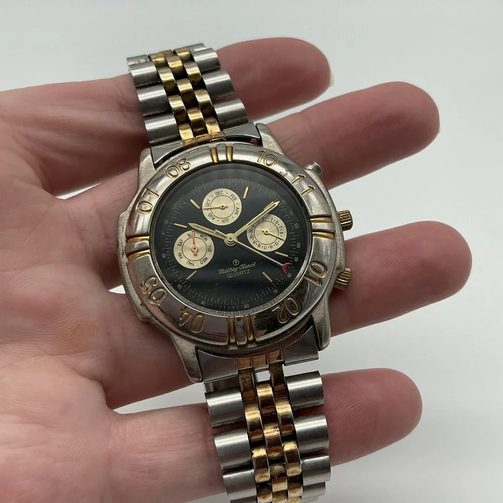 Mathey-Tissot MT M0115 Mens Watch 39mm Triple Calendar New Battery 6.75